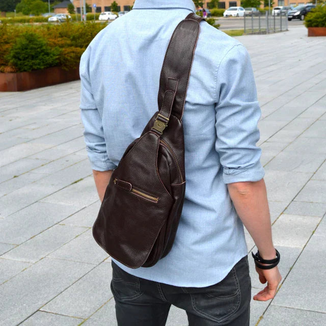 Men Vintage Leather Sling Bag | Leon