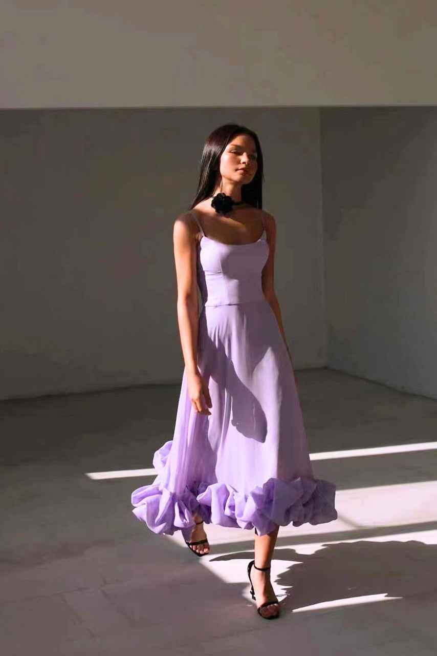 Women Elegant Ruffled Midi Dress | Amara