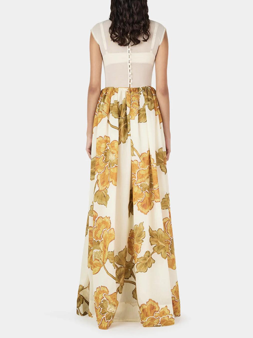 Women Maxi Dress Yellow Sheer Fabric | Sunshine-3