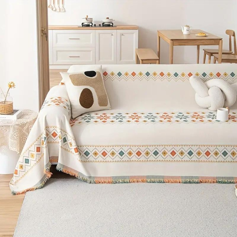 Universal Sofa Cover Beige Microfiber | Boho Chic 5