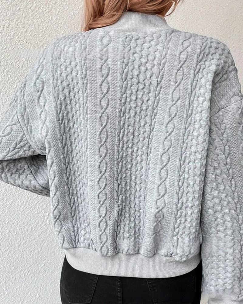 Women Cable Knit Bomber Jacket | Evie