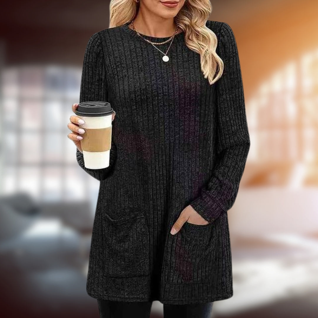 Women Cozy Ribbed Tunic Sweater | Joselin