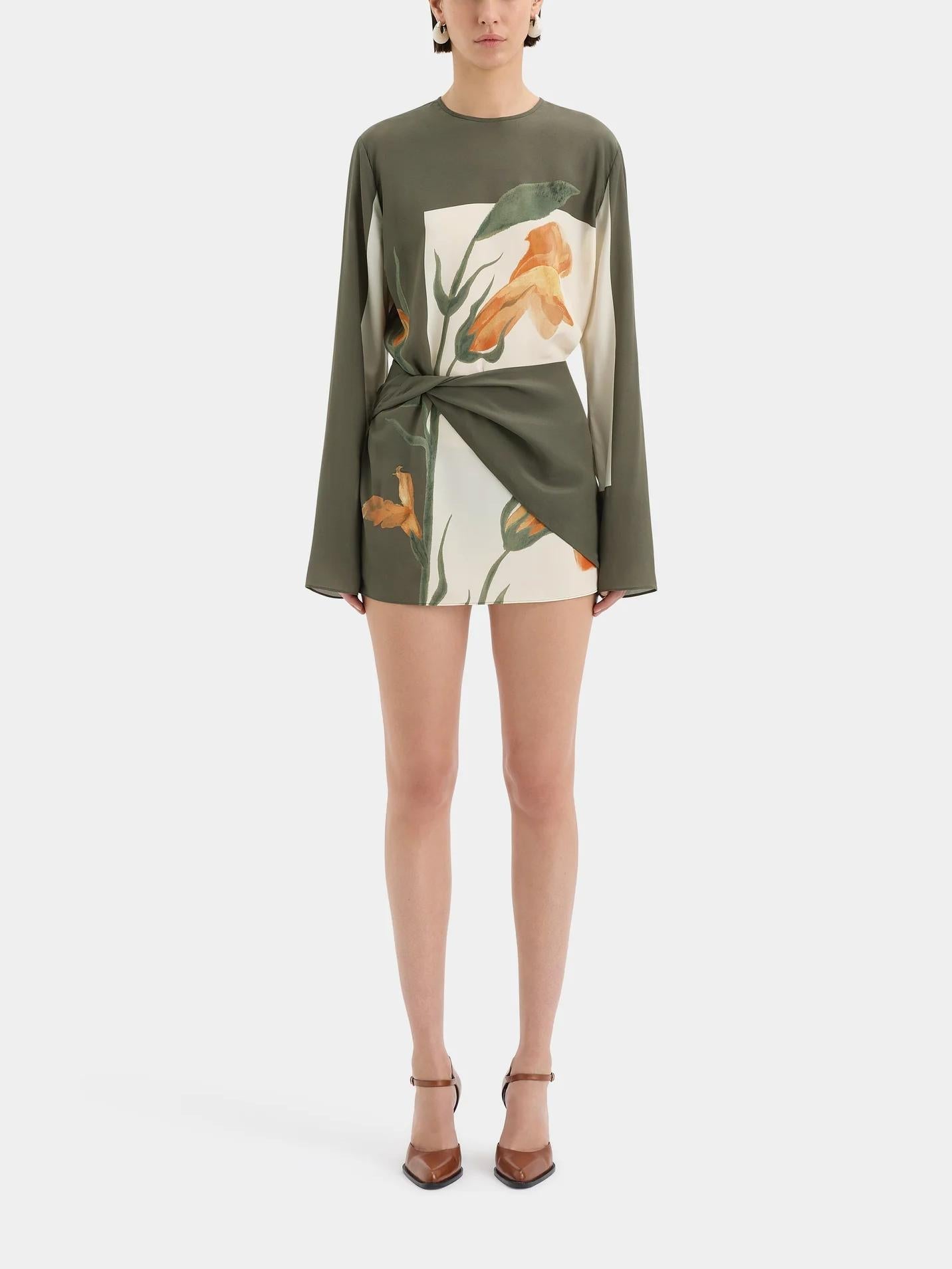 Women Mini Dress Floral Crepe | Constance-3