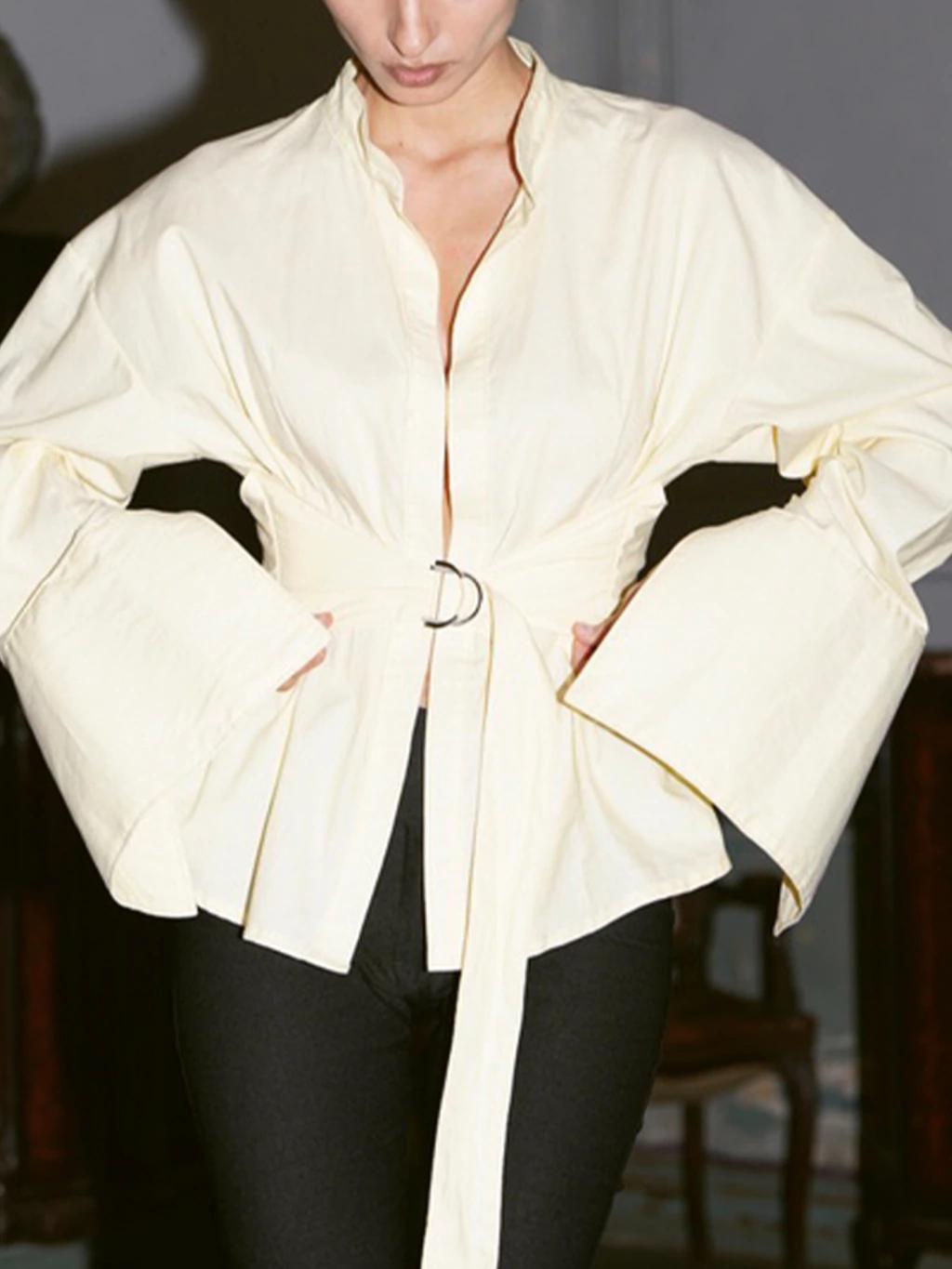 Women Kimono Shirt Pastel Yellow Poplin | Elegant Style-4