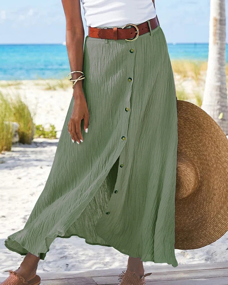 Women Midi Skirt Blue Polyester | Syndy-1