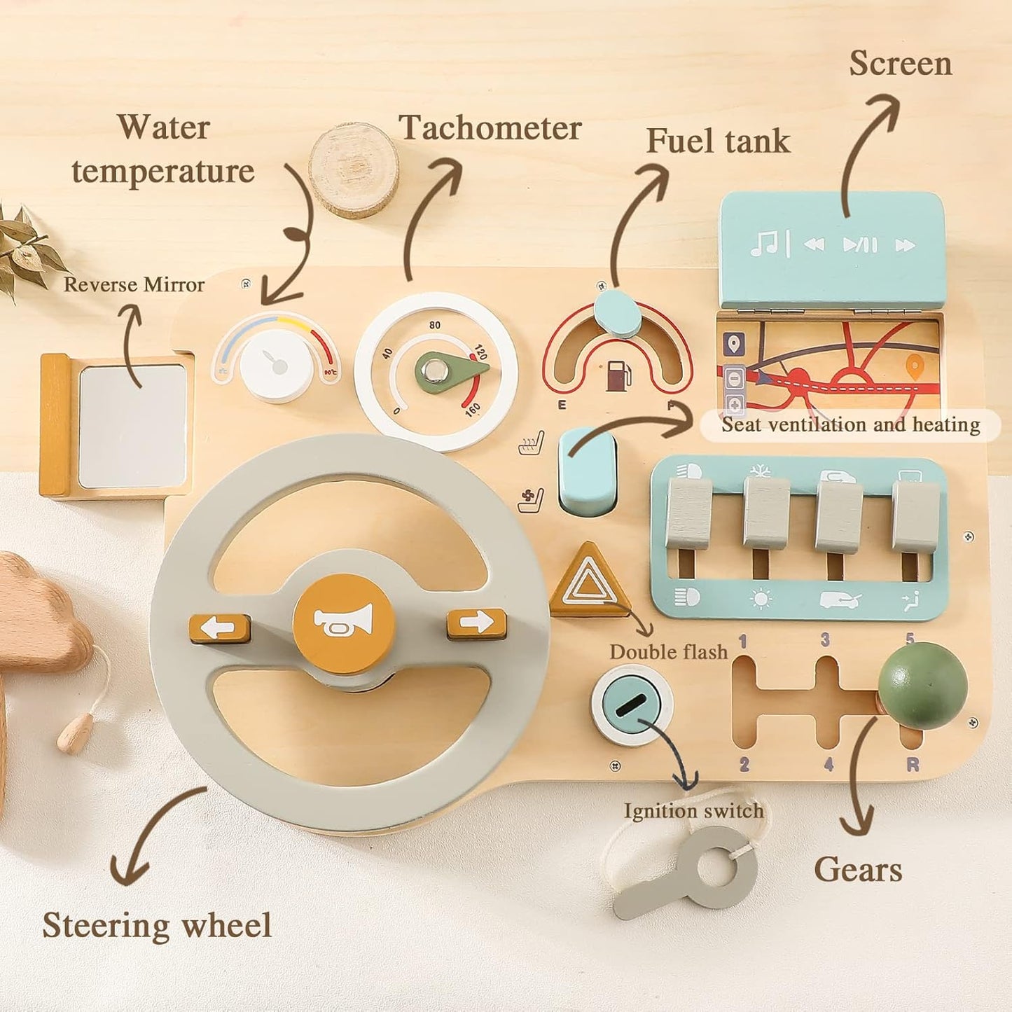 Kids Sensory Toy Wooden Steering Wheel Activity Board | Adventure Explorer-2