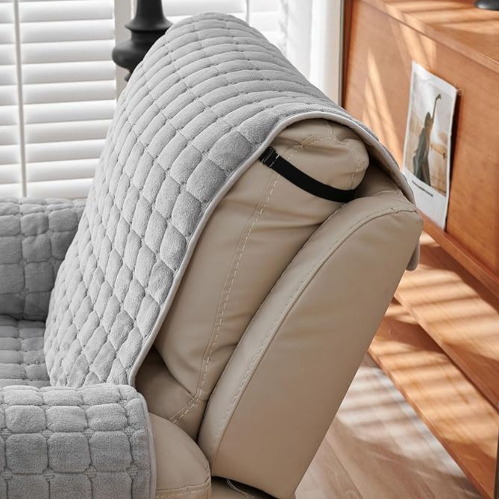 Recliner Chair Cover Grey Microfibre | Cozy Comfort 5