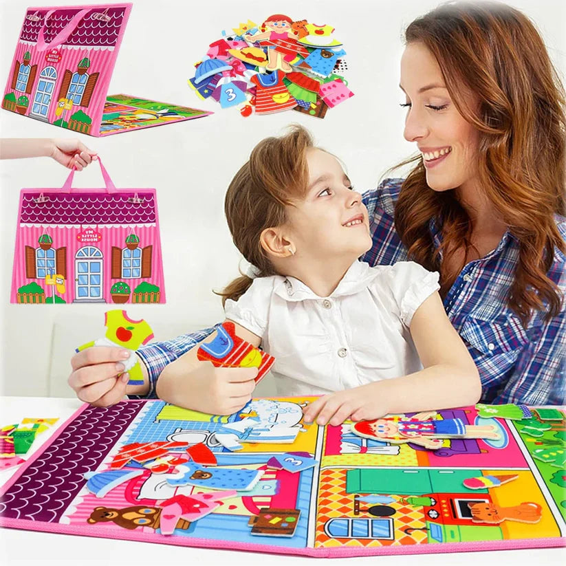 Girls Montessori Busy Board Toy Felt | Imagination Explorer-3