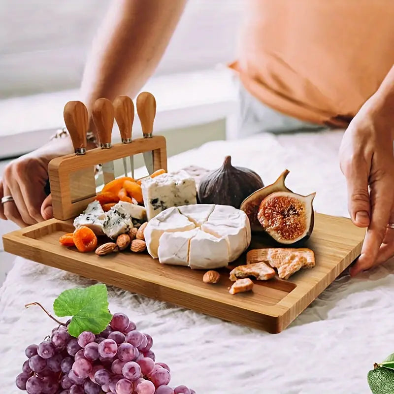 Cheese Board Set Bamboo with Stainless Steel Utensils | Elegant Entertainer 6