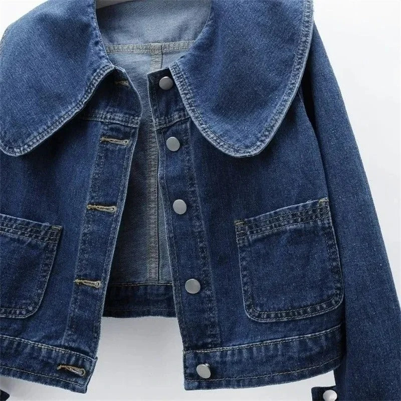 Women Vintage Wide-Collar Denim Jacket | Althea