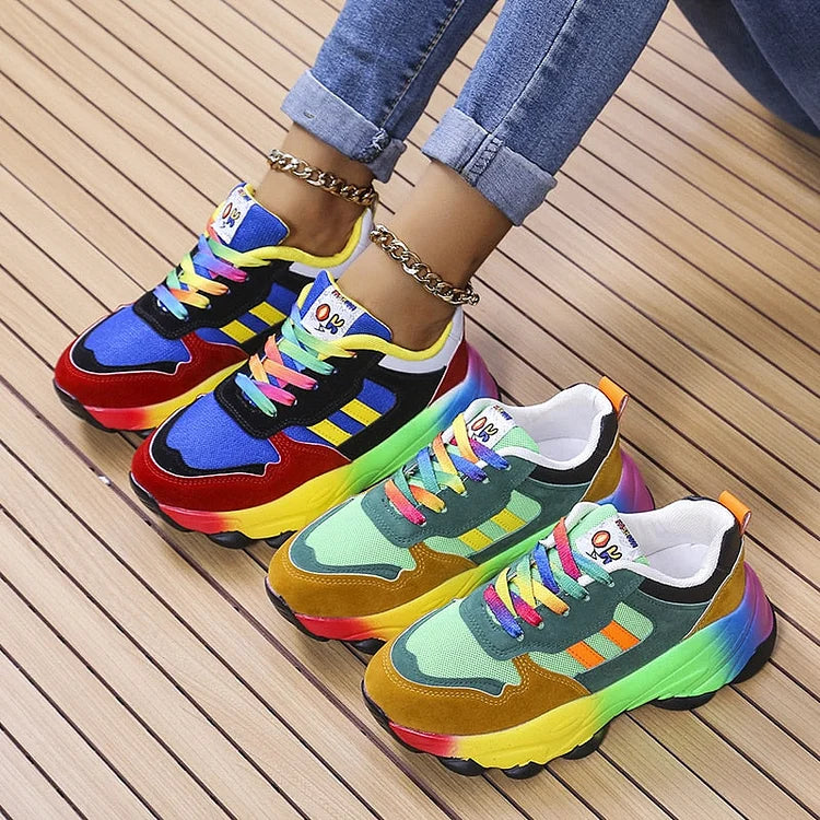 Women Vibrant Color-Block Sneakers | Euphemia