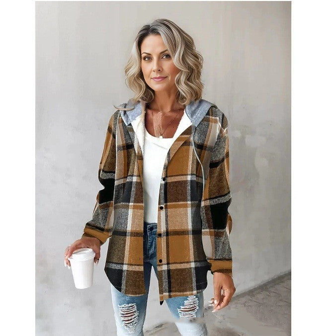 Women Plaid Hoodie Jacket | Krista