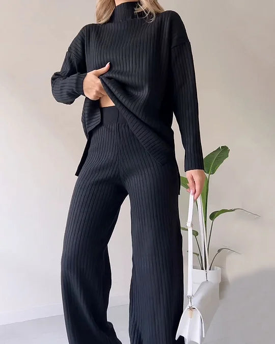 Women Ribbed Knit Lounge Set | Zainab