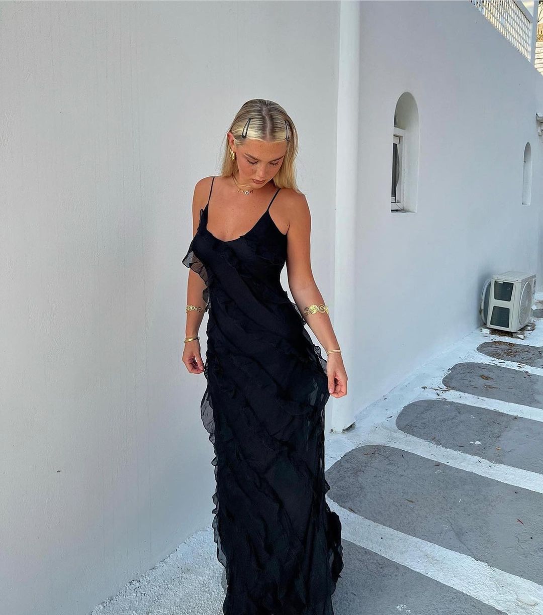 Women Elegant Ruffle Maxi Dress | Abby