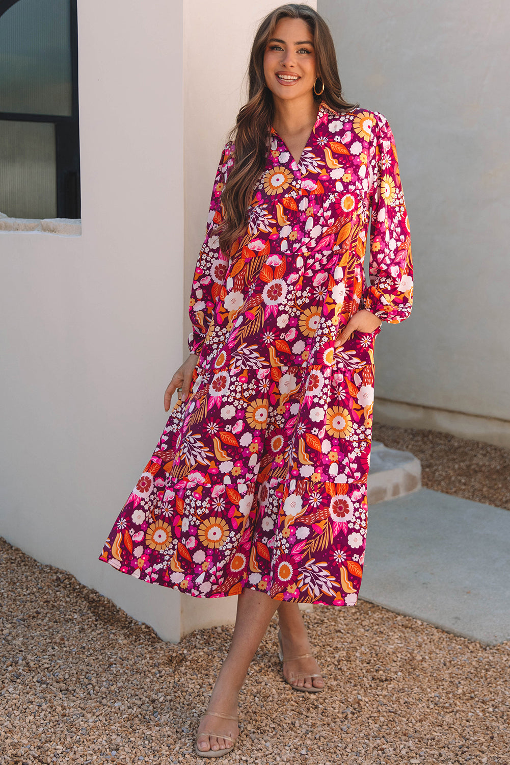 Variant image for Women Maxi Dress White Polyester | Elegant Flow-1