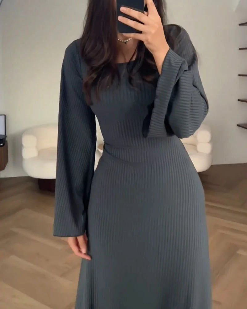 Women Long-Sleeve Ribbed Maxi Dress | Geneva