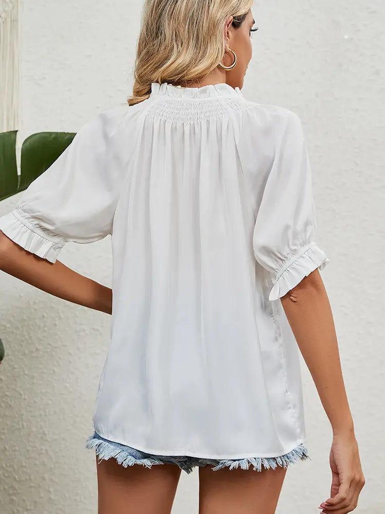 Women Chiffon Blouse White Lightweight | Sophia-2