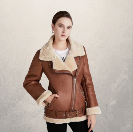 Women Leather Jacket Black Fleece | Classic Style-5