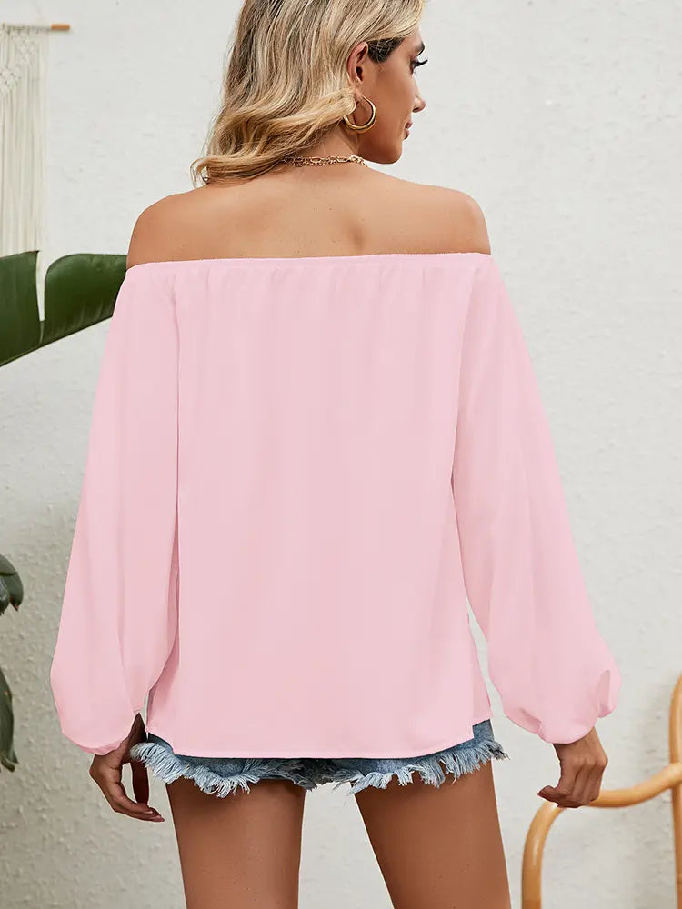 Women Off The Shoulder Blouse White Chiffon | Elegant Style-3
