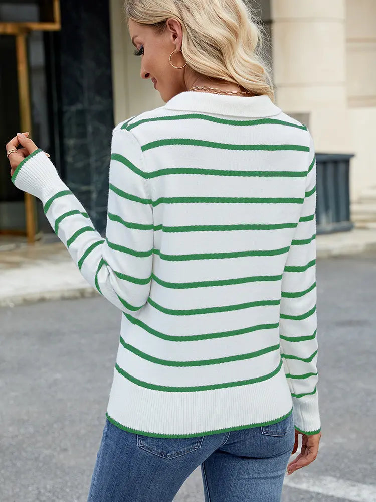 Women Pullover Sweater Striped Knit | Classic Chic-6