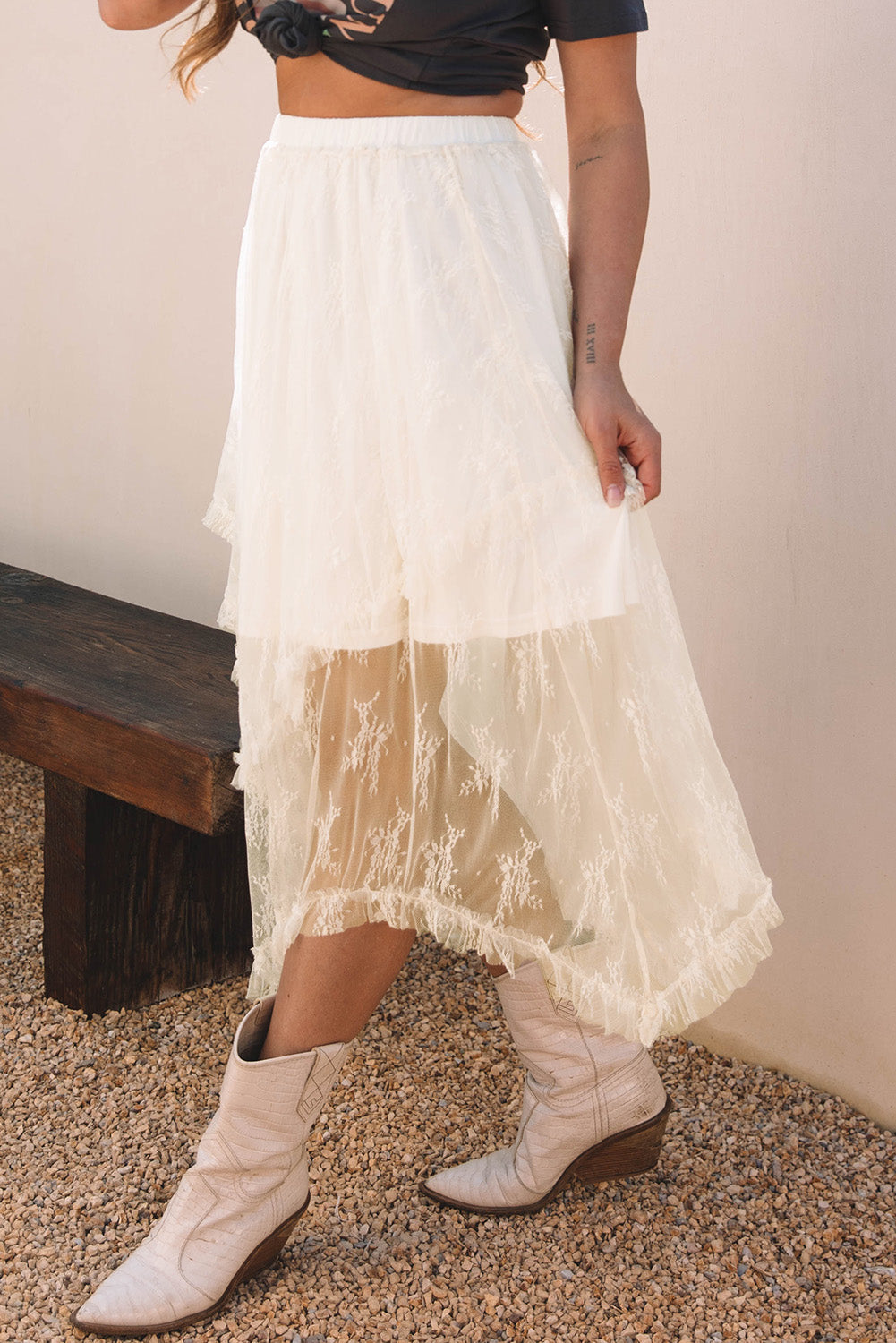 Women Lace Tiered Maxi Skirt | Maelira