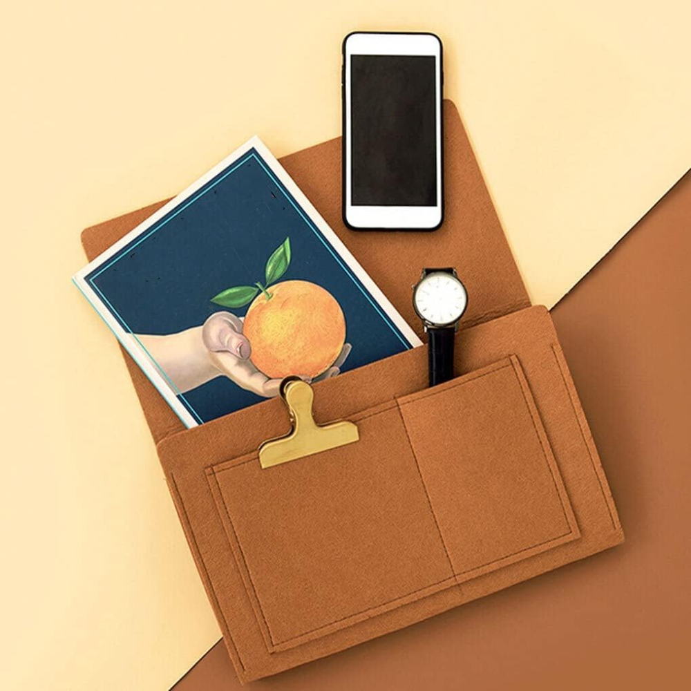 Home Pocket Hanging Organizer Brown Felt | Stylish Storage Solution 3