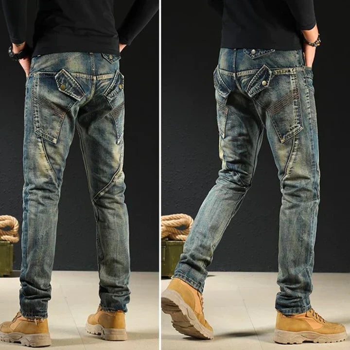 Men's Denim Pants Vintage Wash Cotton | Niels-4