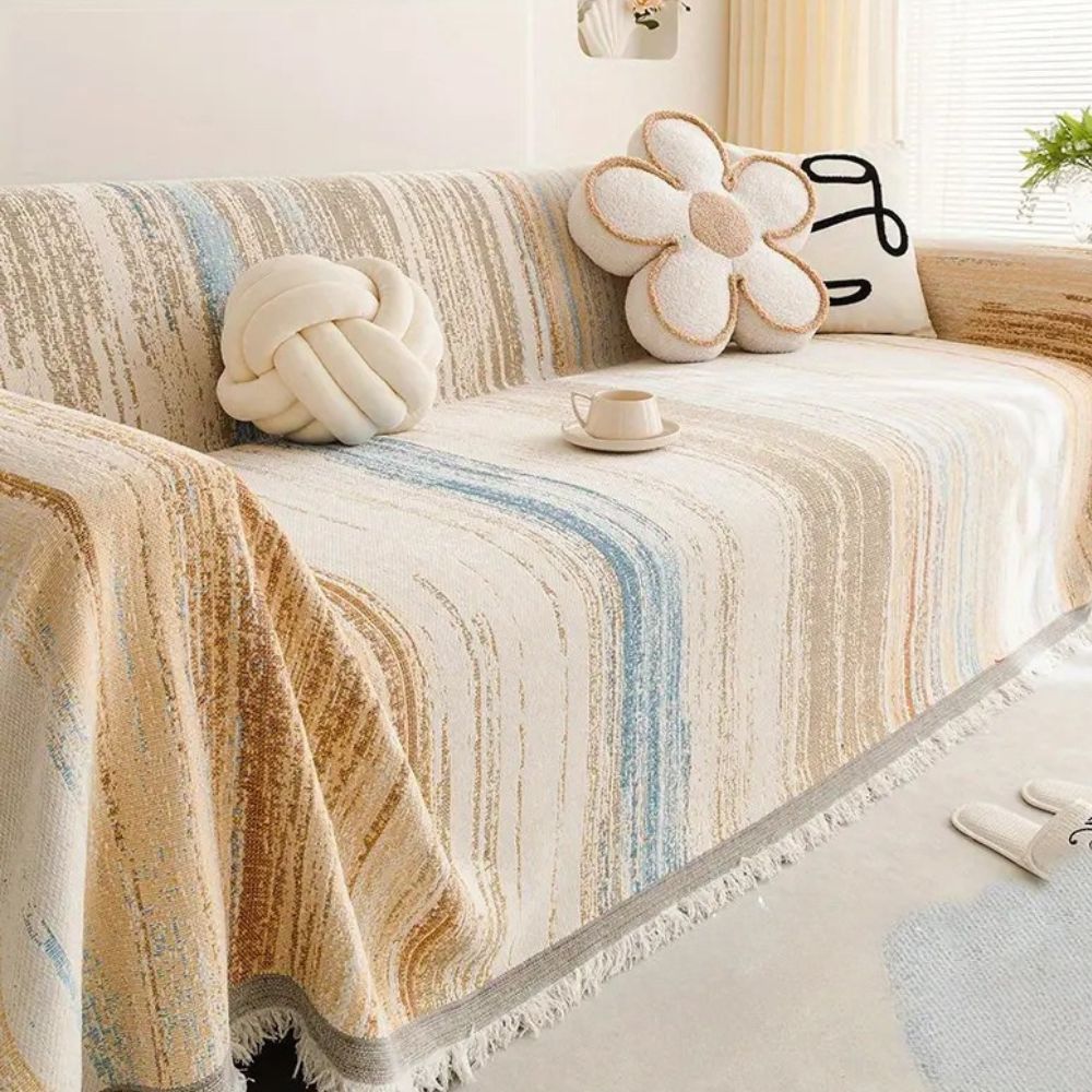 Sofa Cover Striped Chenille Non-Slip | Serene 2