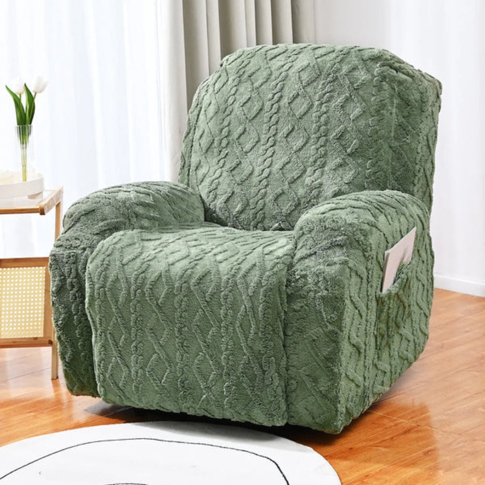 Recliner Sofa Cover Gray Jacquard Stretch Fabric | Modern Comfort 2
