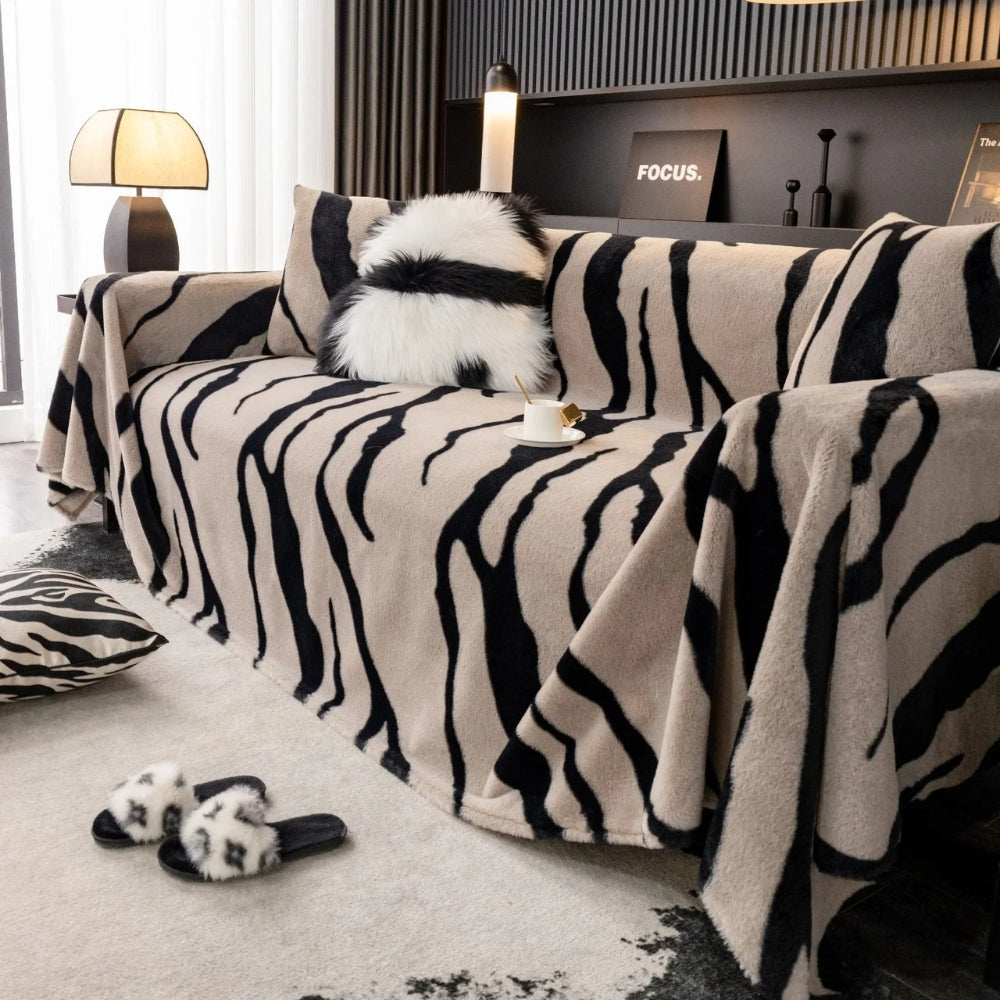 Sofa Cover Zebra Print Fleece | Wild Elegance 2