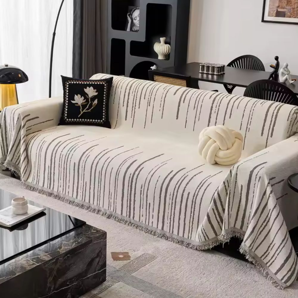 Sofa Cover Beige Chenille | Cascade 4