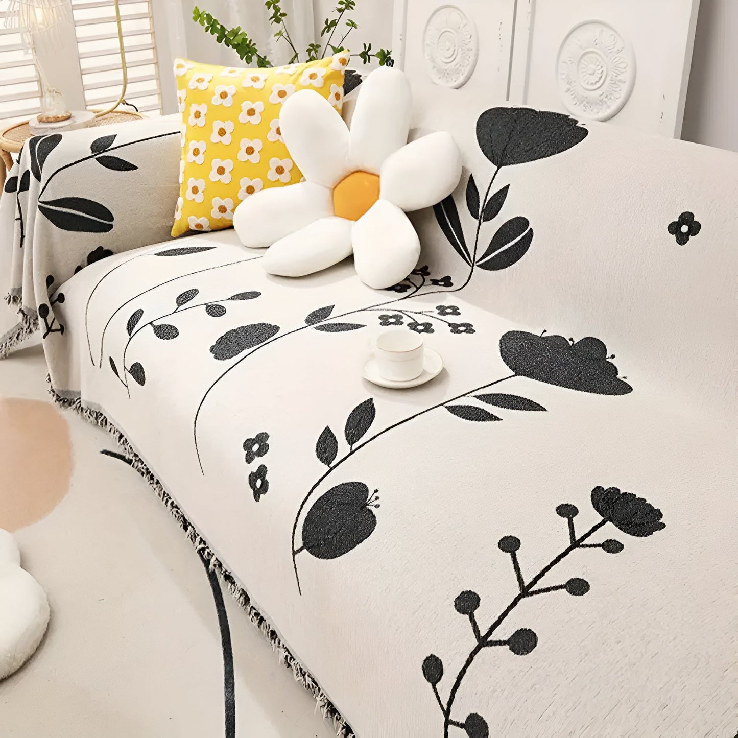 Reversible Sofa Cover Floral Microfiber | Modern Living Room Decor 3