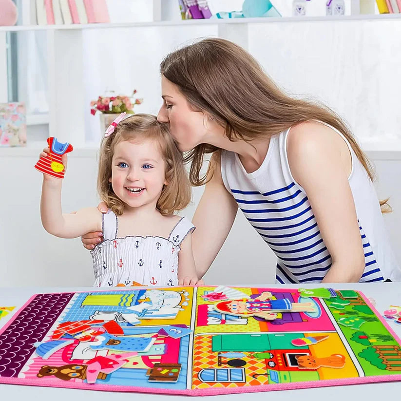 Girls Montessori Busy Board Toy Felt | Imagination Explorer-4