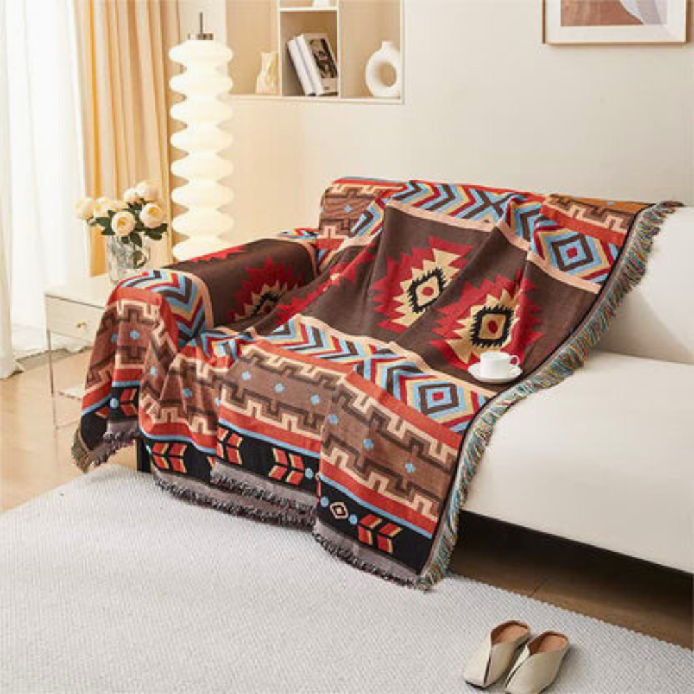 Sofa Cover Boho Geometric Pattern Polyester-Cotton Blend | Cozy Chic 3