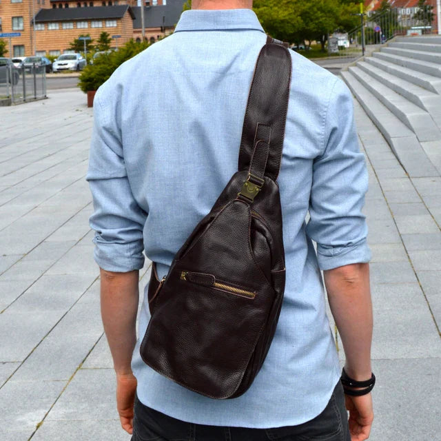 Men Vintage Leather Sling Bag | Leon