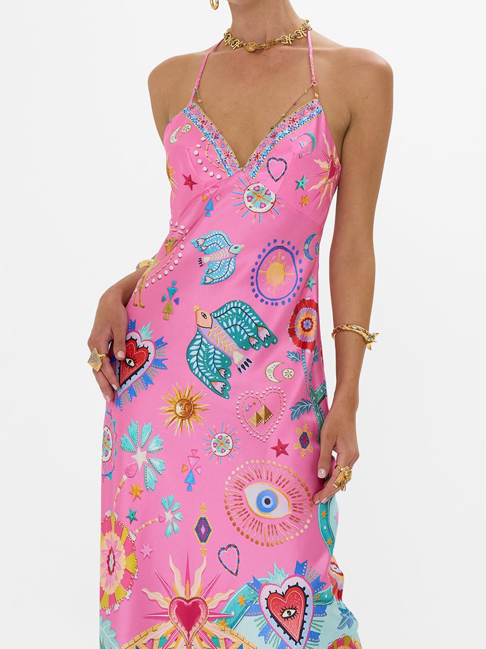 Women Maxi Dress Pink Lightweight Fabric | Sophia-4