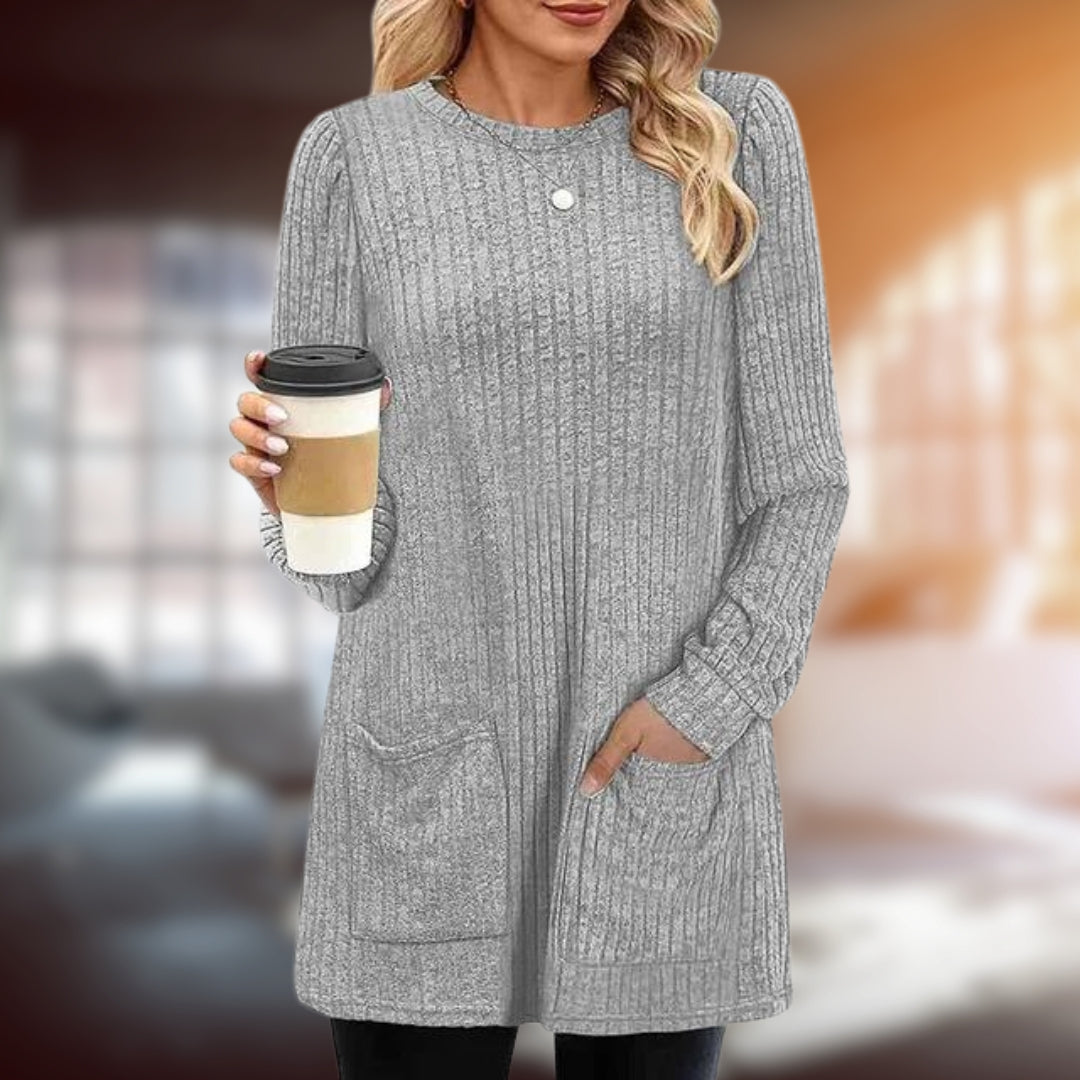 Women Cozy Ribbed Tunic Sweater | Joselin
