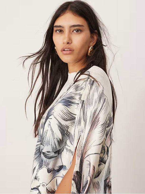 Women Midi Dress Floral Chiffon | Bella-4