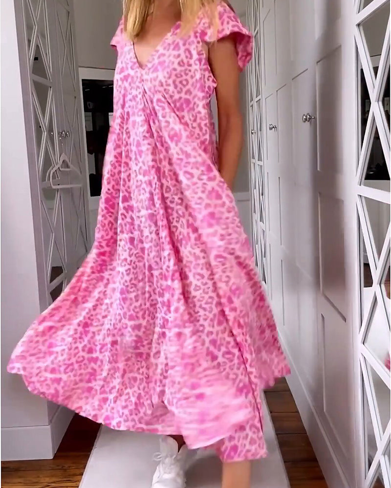 Women V-neck Short Sleeve Long Dress | Vanessa