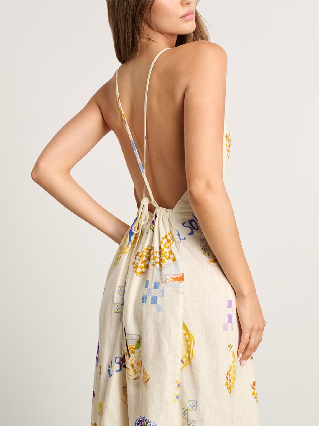 Women Maxi Dress Yellow Linen-Cotton | Sunshine-4