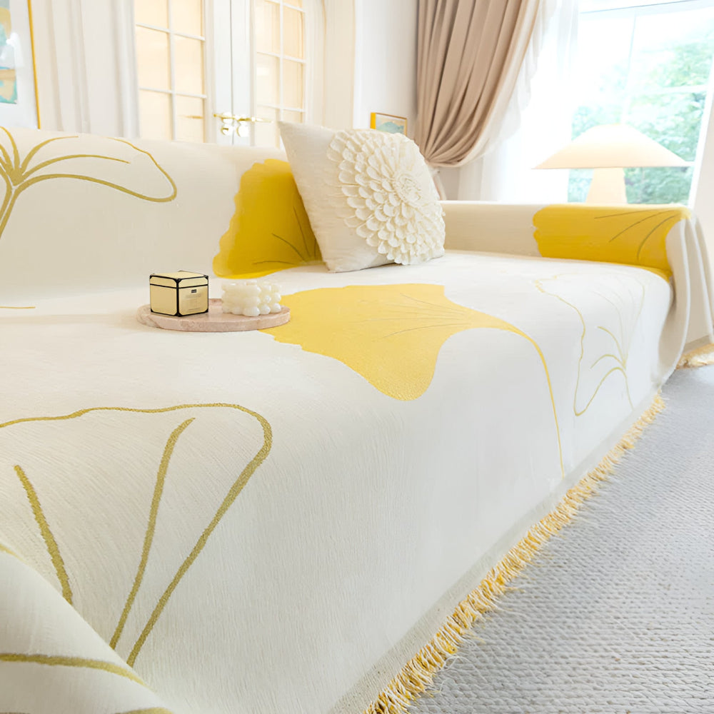 Sofa Cover Ginkgo Leaf Chenille | Elegant Home Decor 6