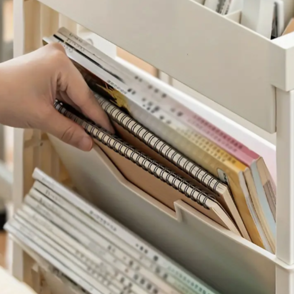 Mobile Bookshelf White Plastic | Organizer 5