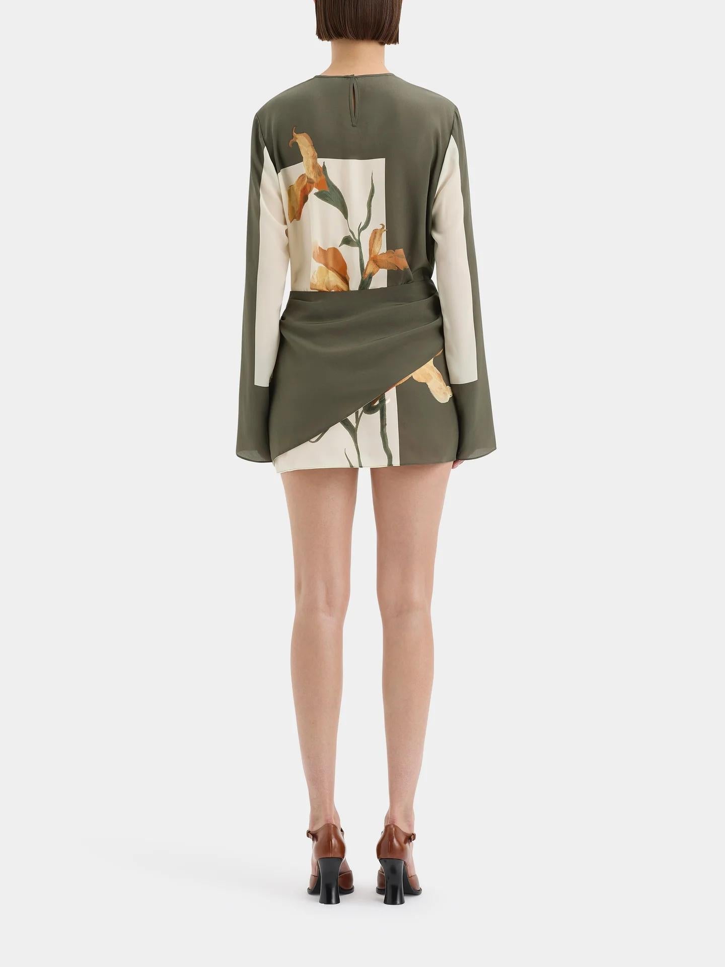 Women Mini Dress Floral Crepe | Constance-4