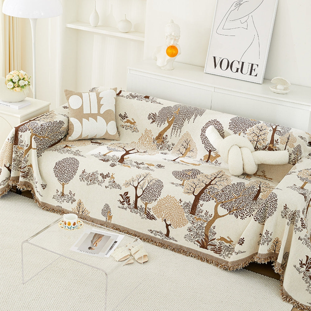 Sofa Cover Beige Chenille Ultra-Soft | Eden Grove 3