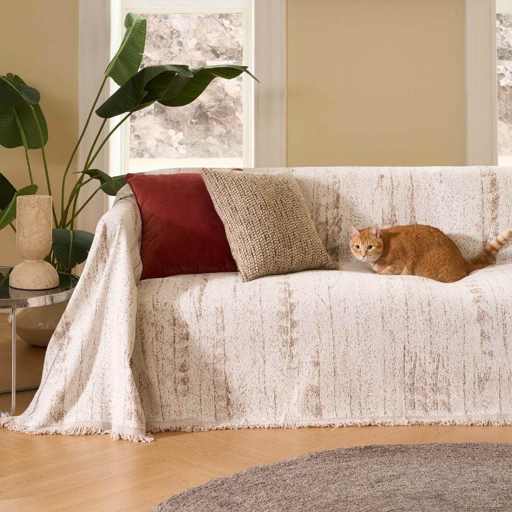 Sofa Cover Almond Chenille | Comfort & Style 2