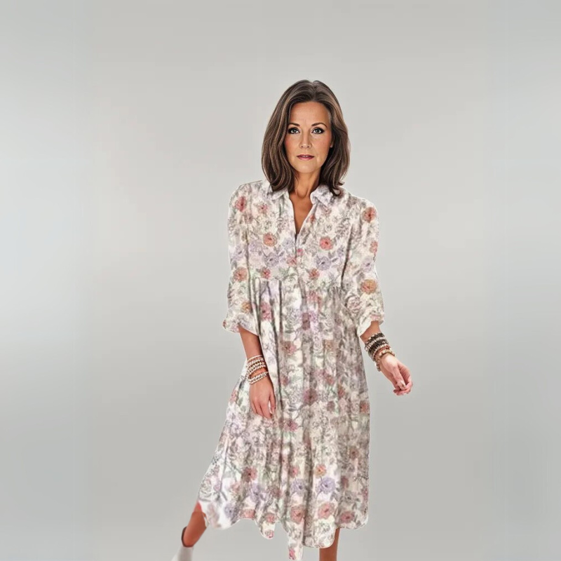 Women Floral Boho Midi Dress | Veda