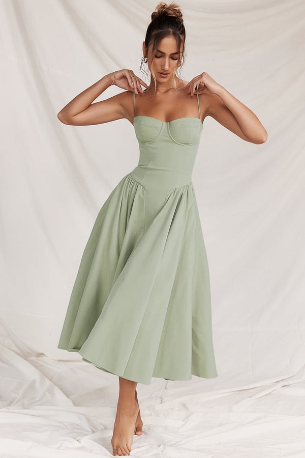 Women Chic Sleeveless Midi Sun Dress With Corset Fit | Tulum