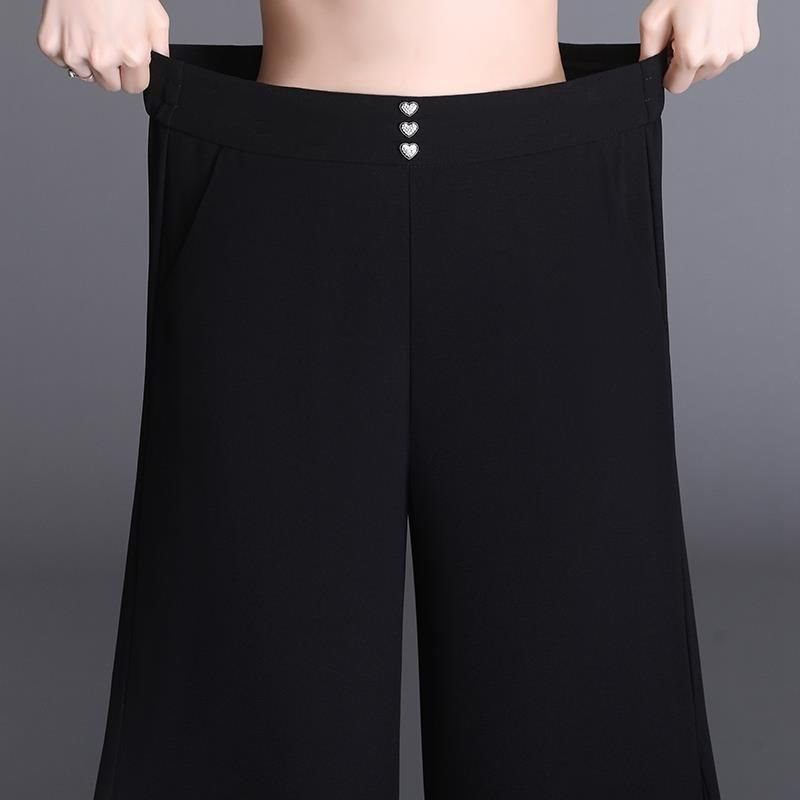 Women Wide Leg Pants Black Chiffon | Elegant Style-5