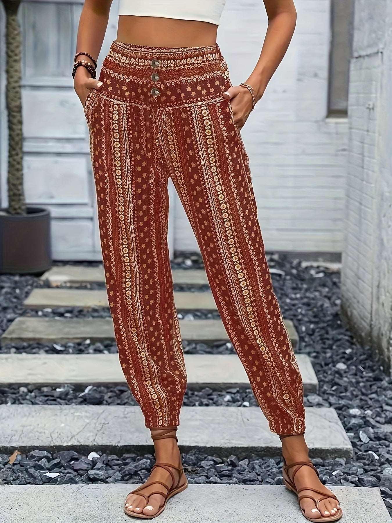Viviana | Stylish High-Waist Printed Pants for Women