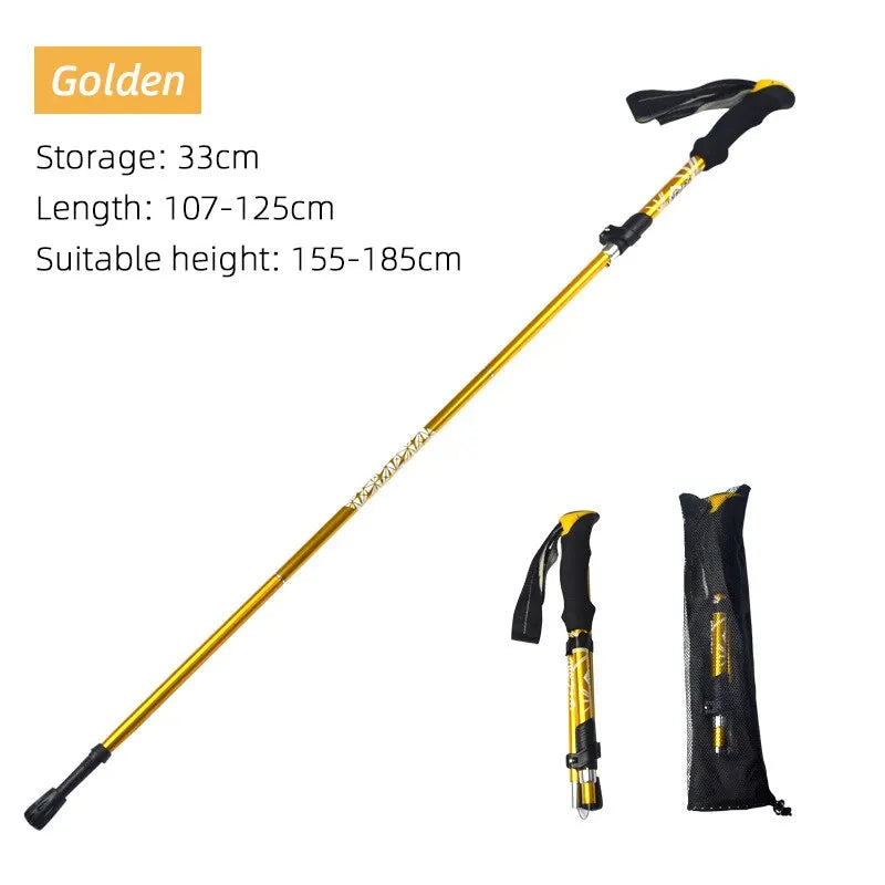 5-Section Telescopic Hiking Poles – Lightweight Collapsible Walking Sticks for Hiking and Camping, Adjustable 65-135 cm 5